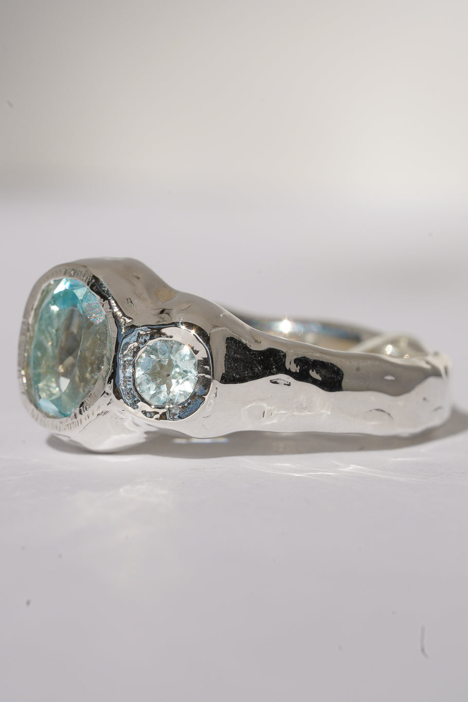 Blue topaz two stone ring