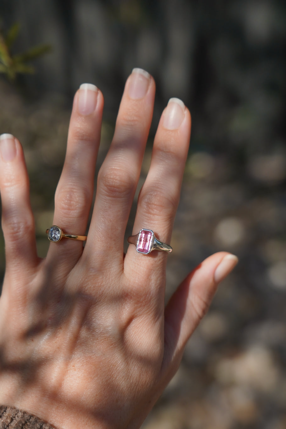 Pink tourmaline signet ring
