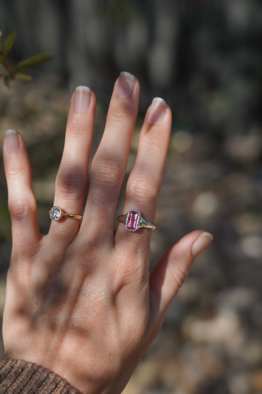 Pink tourmaline signet ring