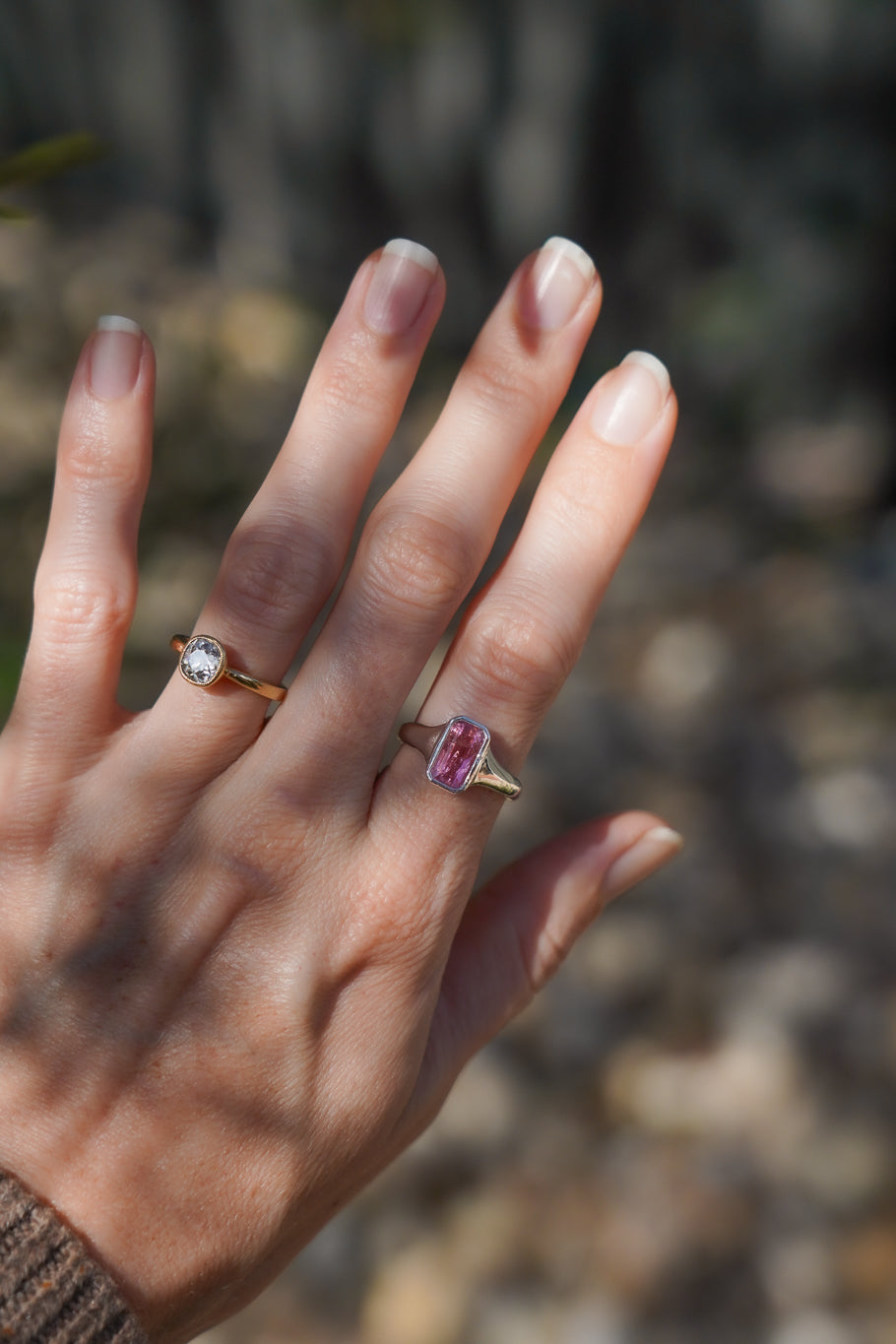 Pink tourmaline signet ring