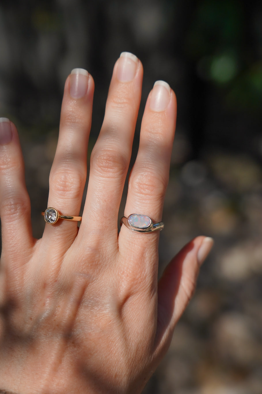 Pink opal wave ring