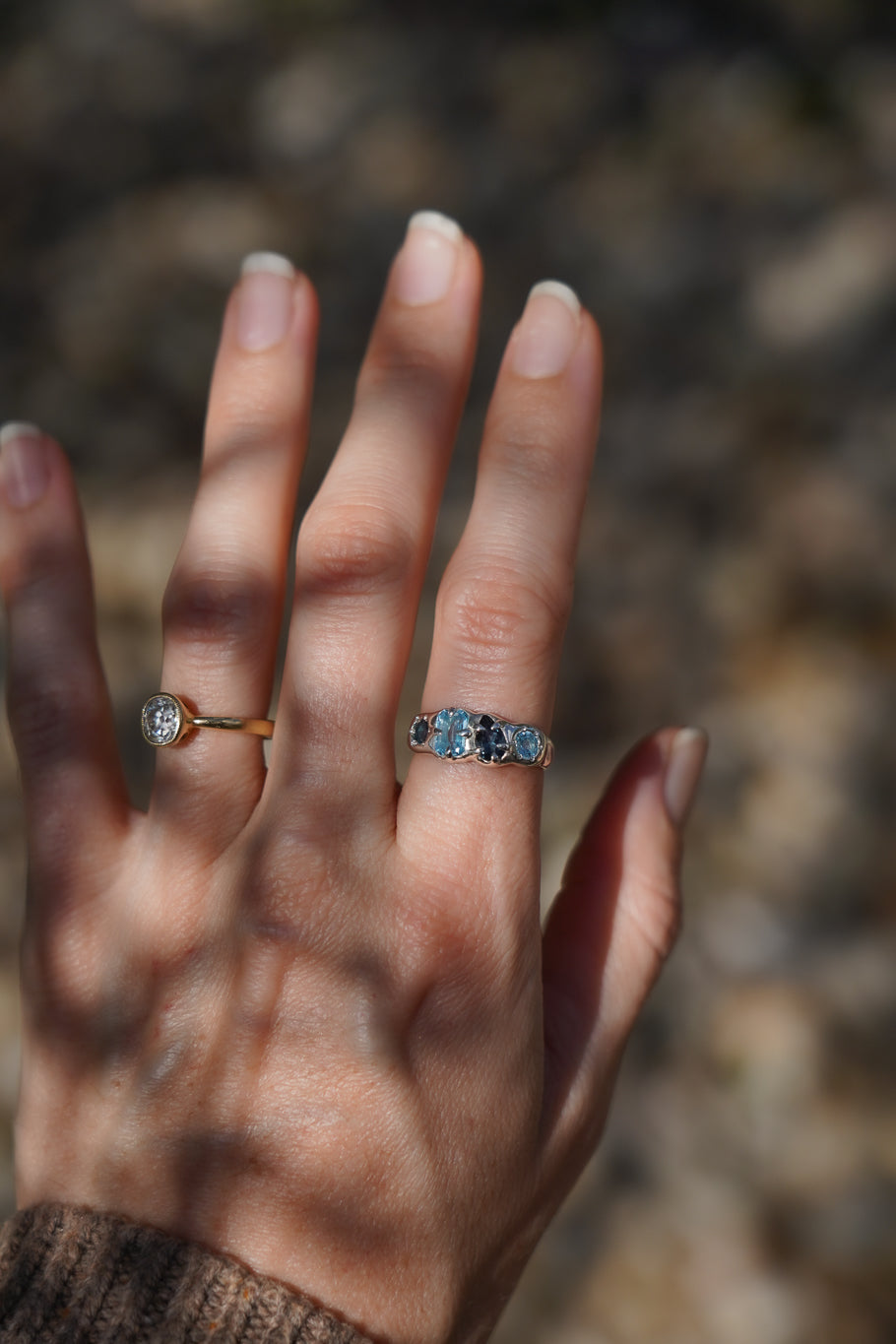Four stone blue topaz band