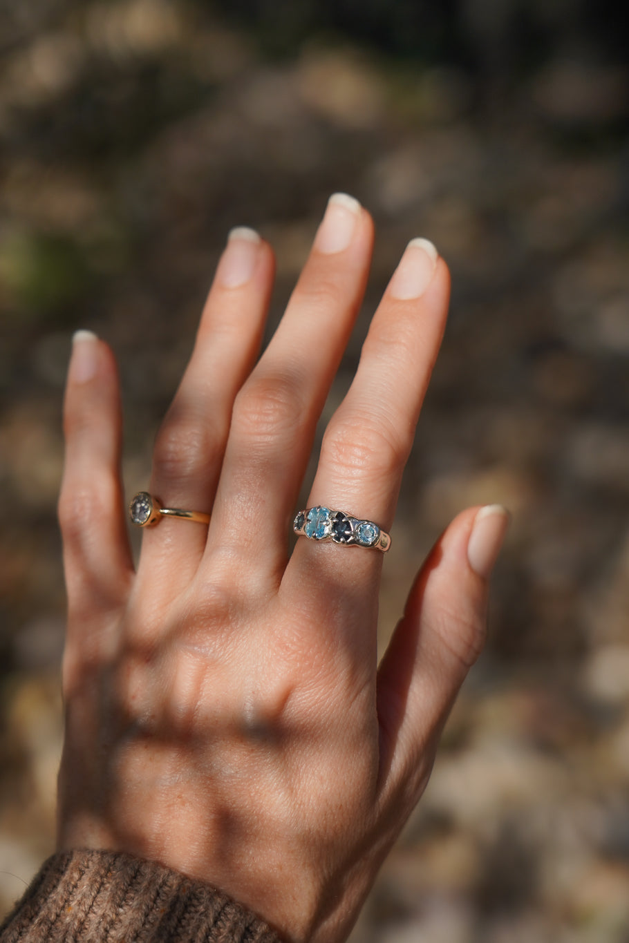 Four stone blue topaz band