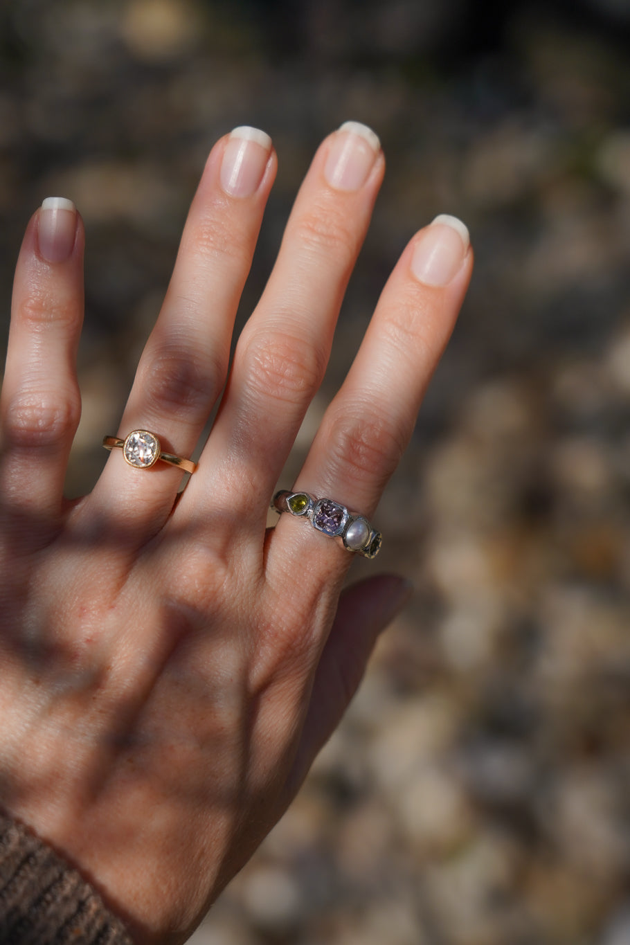 Tourmaline & pearl ring band