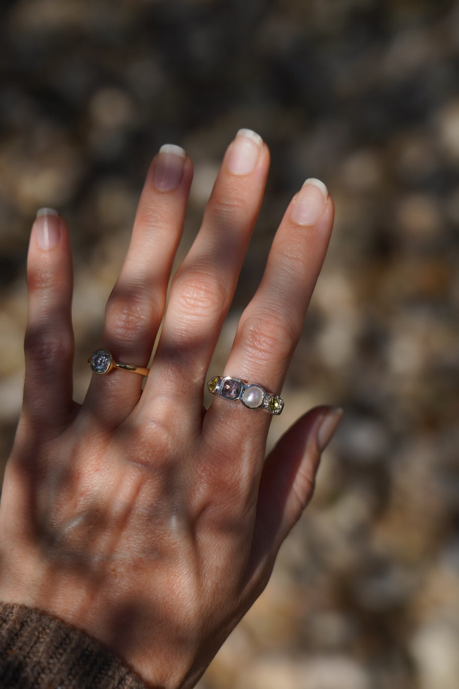 Tourmaline & pearl ring band