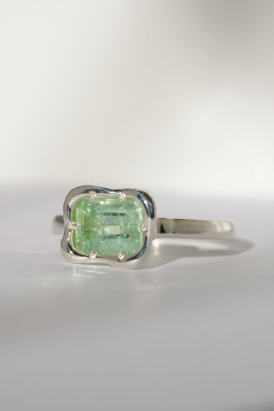 Seafoam green tourmaline solitare