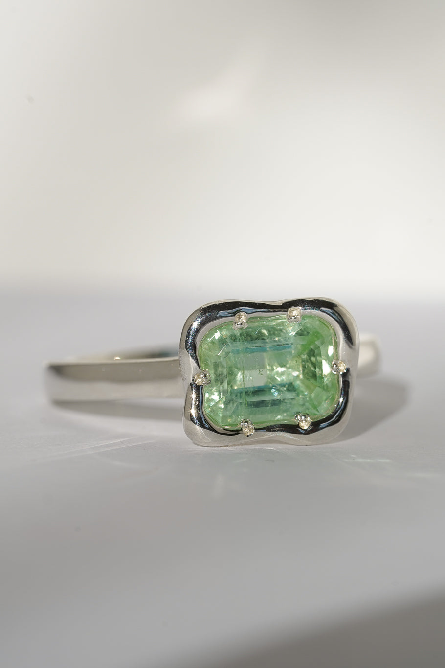 Seafoam green tourmaline solitare