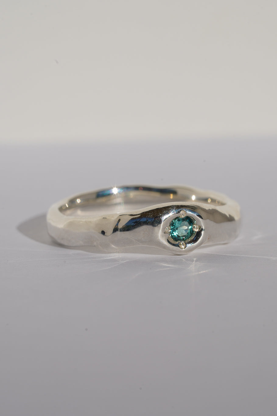 Teal tourmaline stacking band
