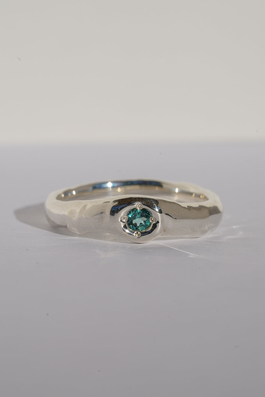 Teal tourmaline stacking band