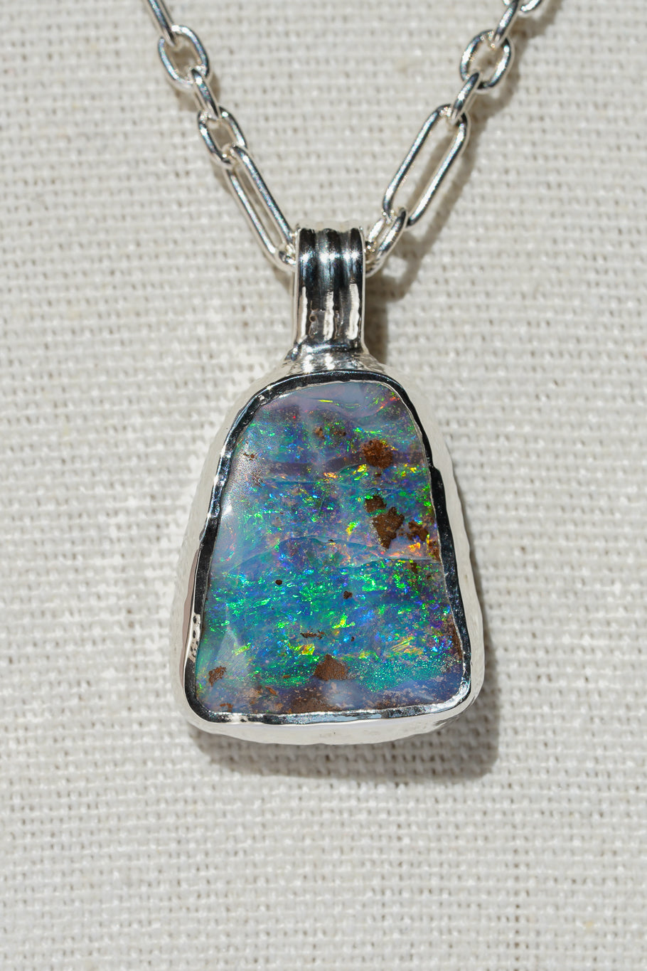 Large blue boulder opal pendant