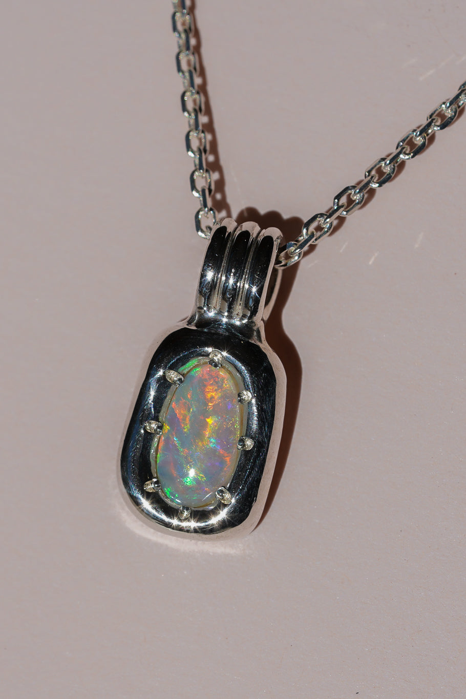 Pastel rainbow crystal opal pendant