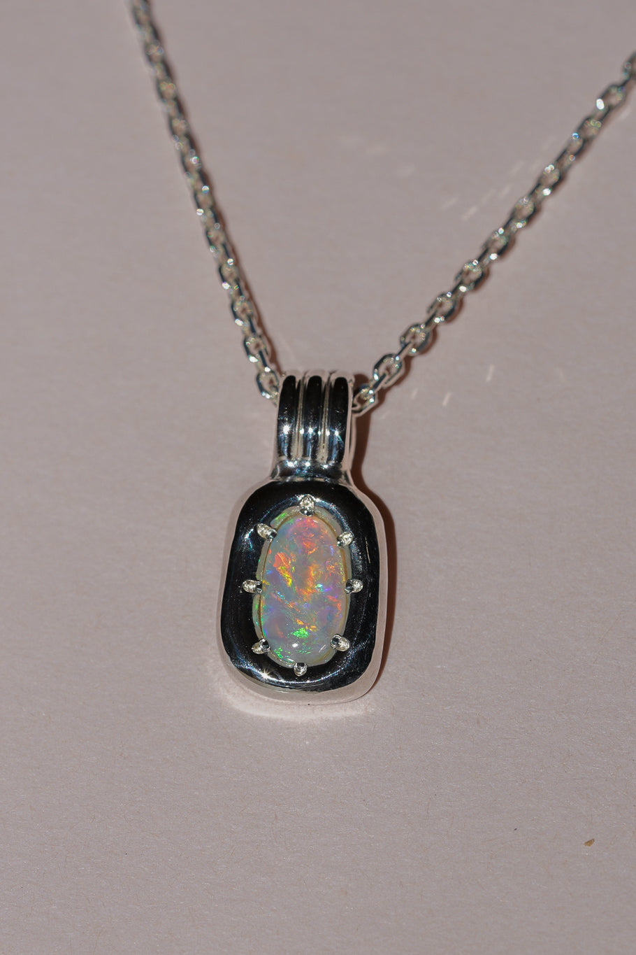 Pastel rainbow crystal opal pendant