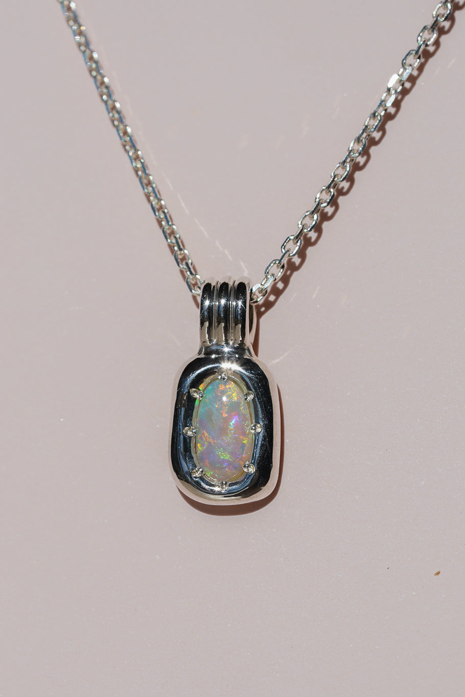 Pastel rainbow crystal opal pendant