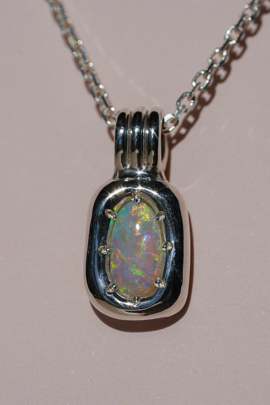 Pastel rainbow crystal opal pendant
