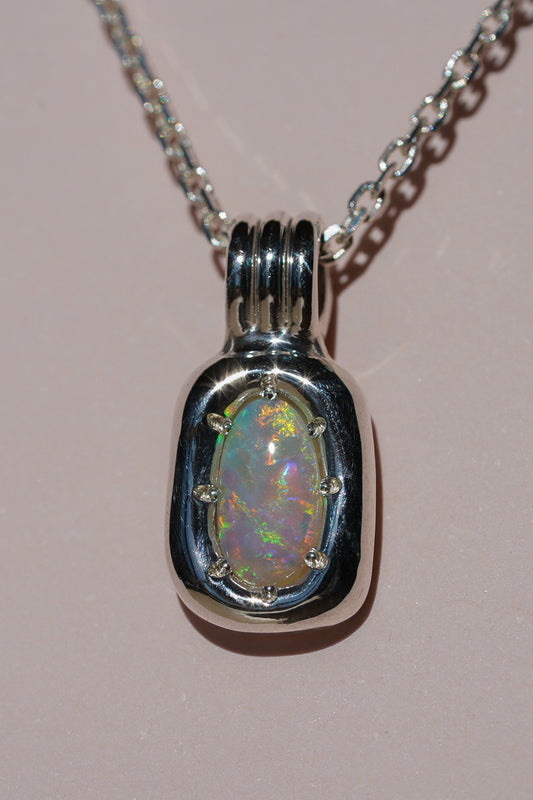 Pastel rainbow crystal opal pendant