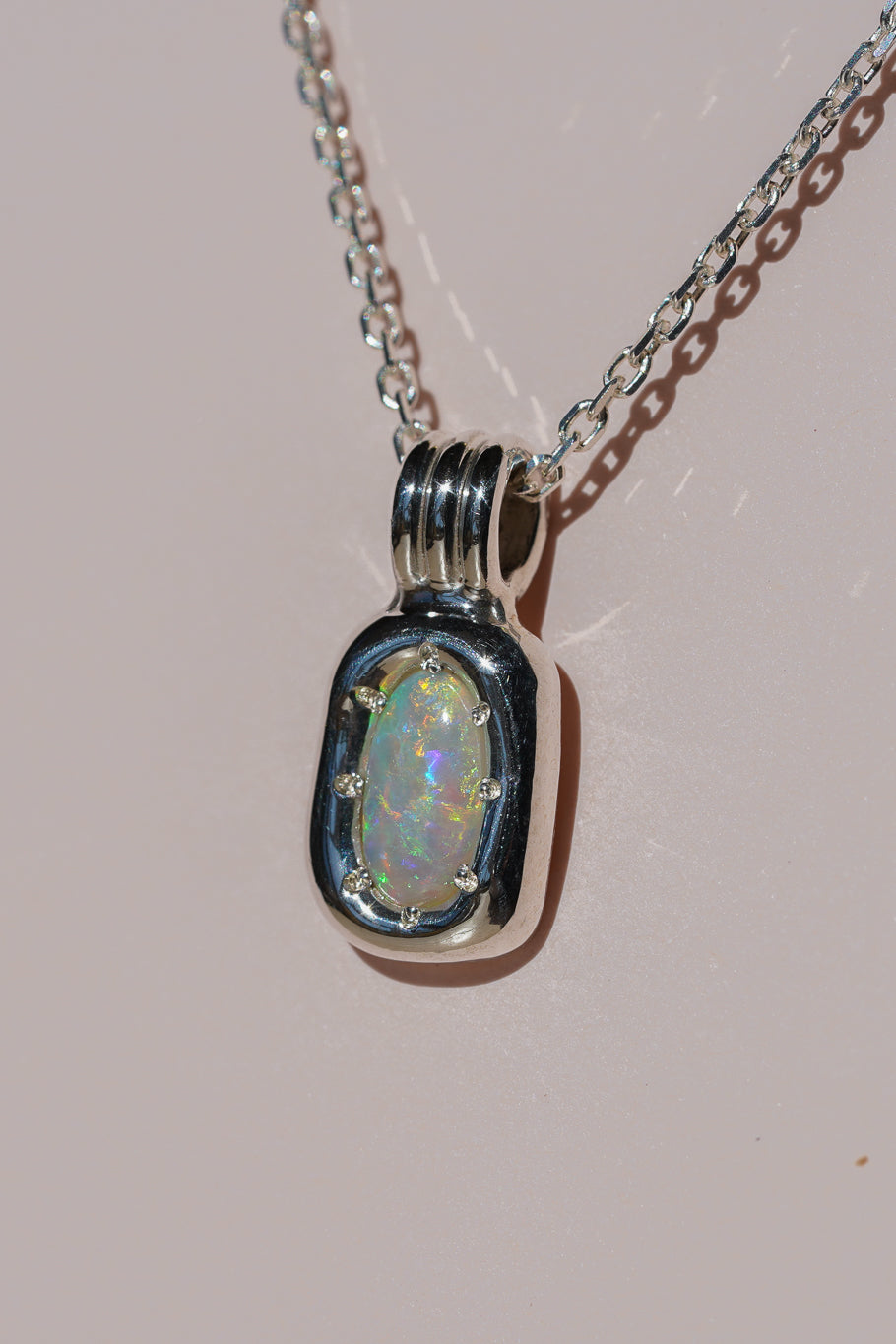 Pastel rainbow crystal opal pendant