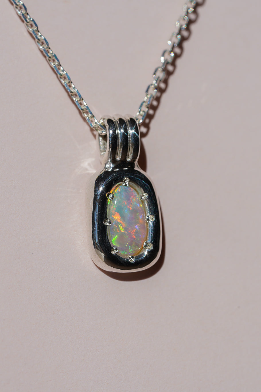 Pastel rainbow crystal opal pendant