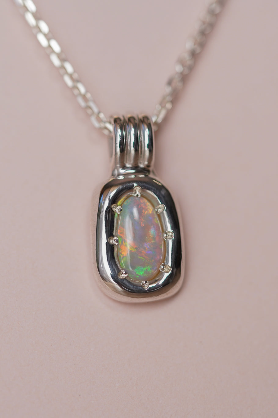 Pastel rainbow crystal opal pendant