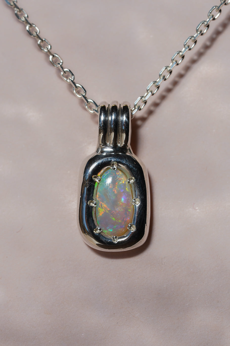 Pastel rainbow crystal opal pendant