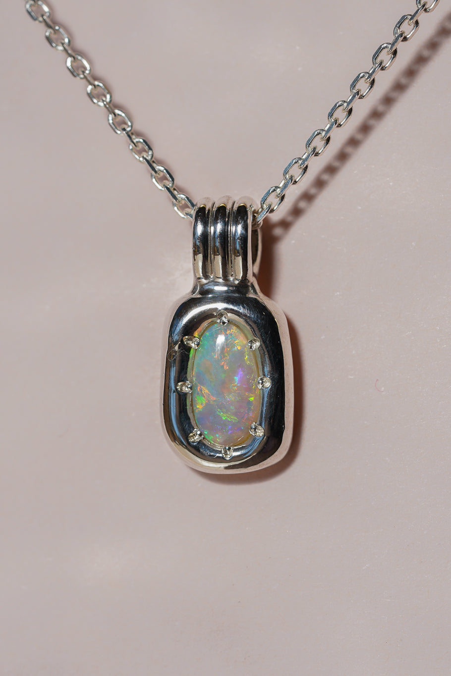 Pastel rainbow crystal opal pendant