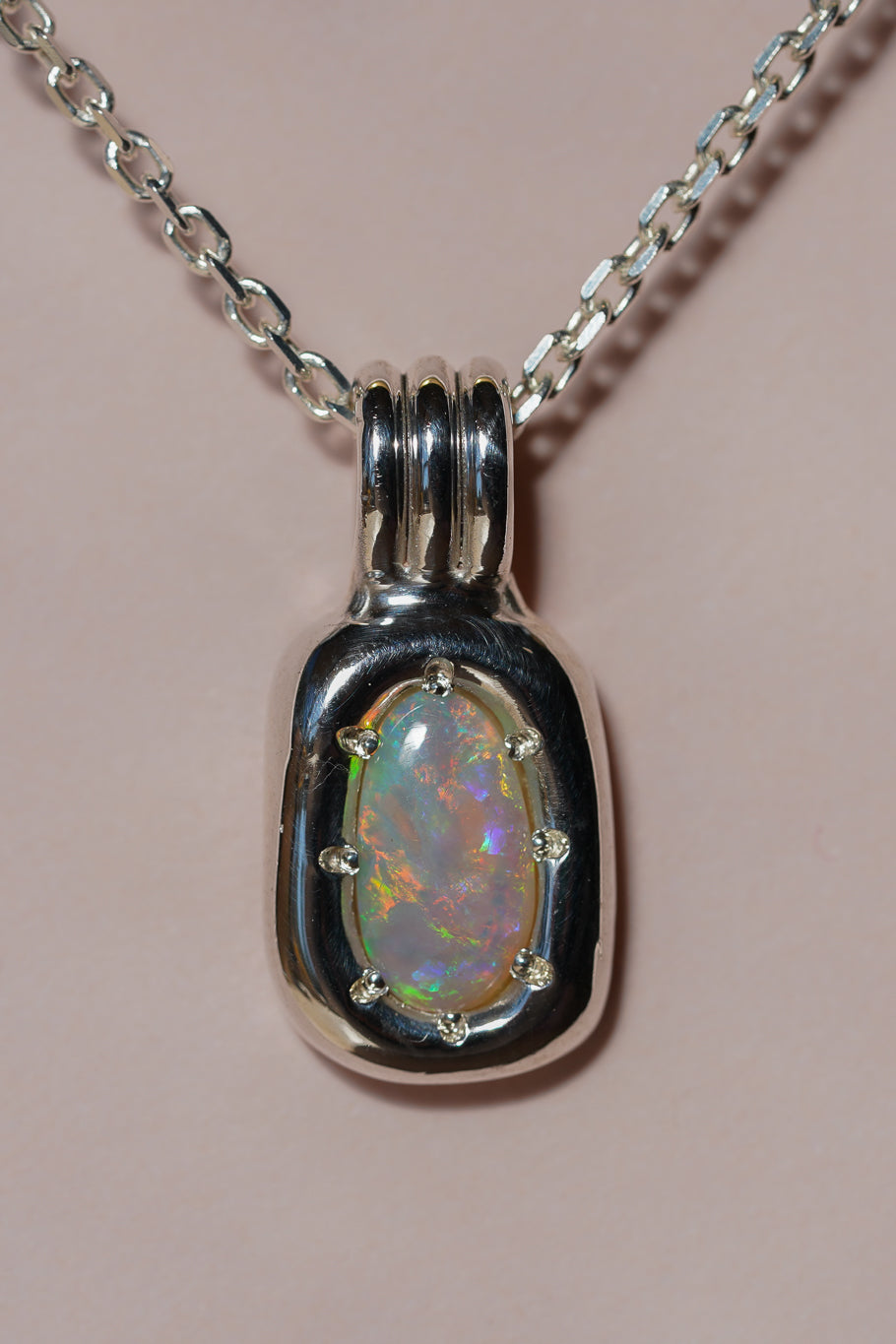 Pastel rainbow crystal opal pendant