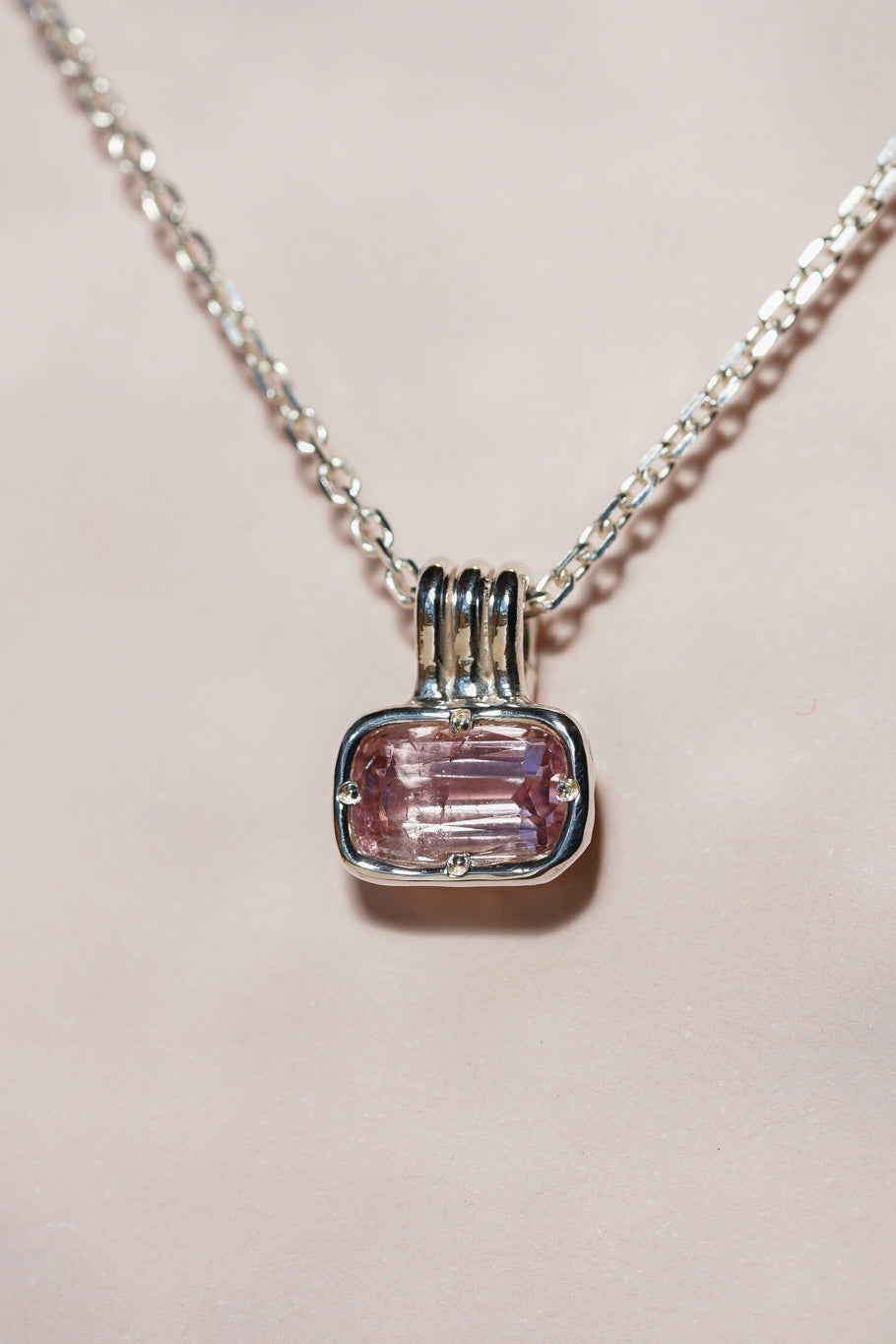 East-west pink tourmaline pendant