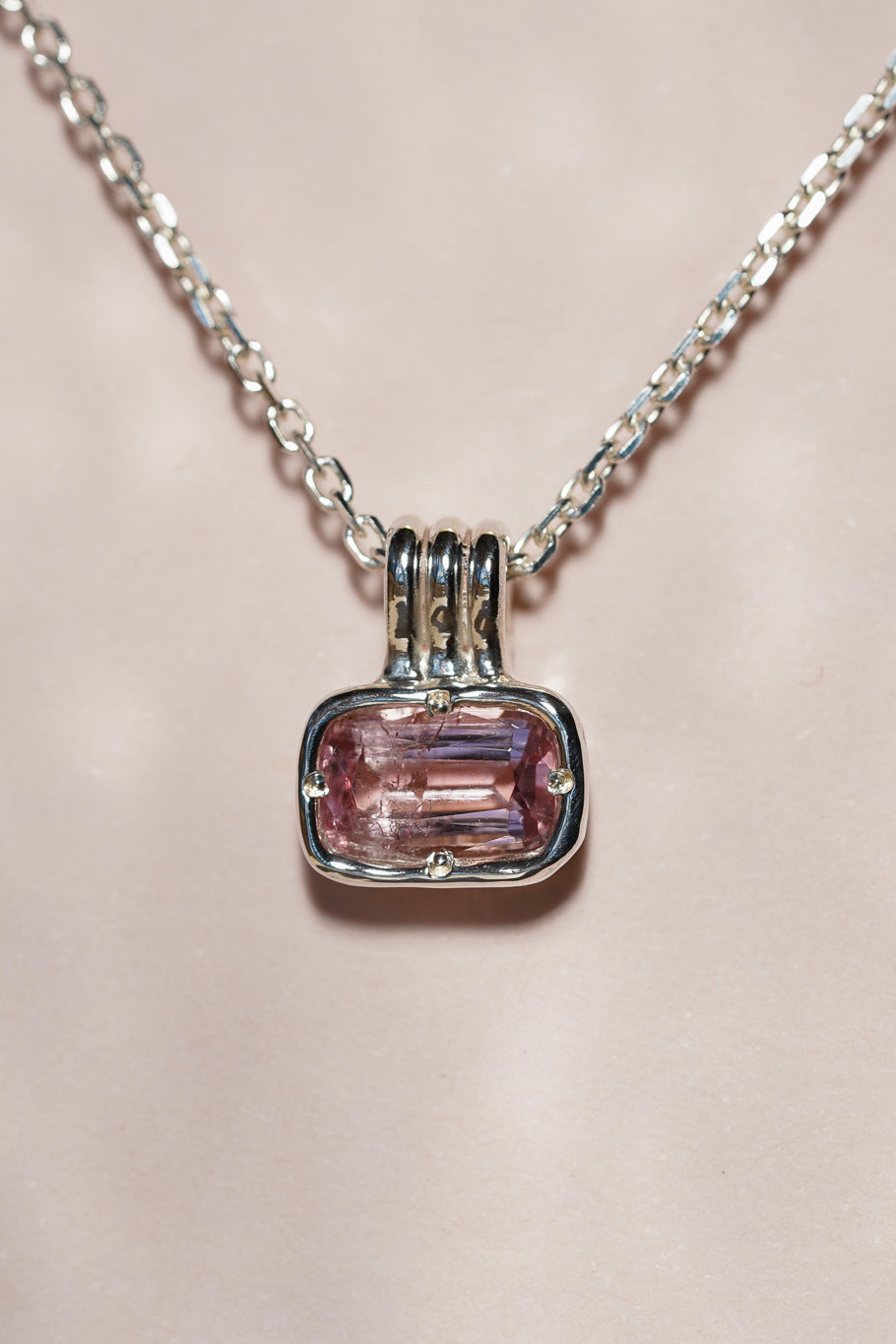 East-west pink tourmaline pendant