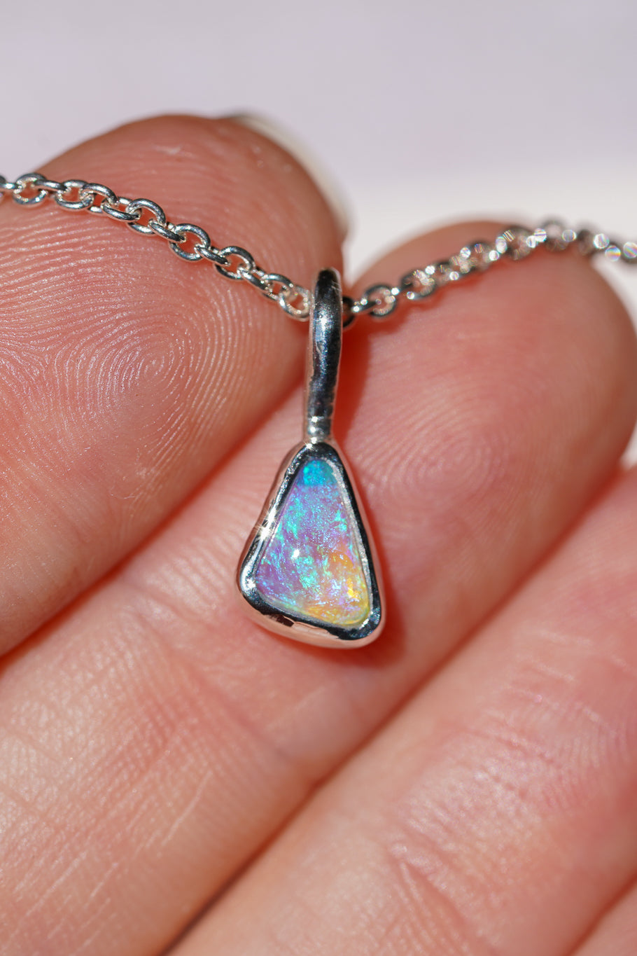 Blue crystal opal pendant