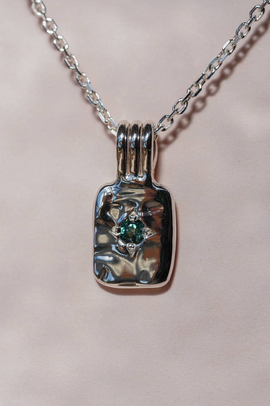 Molten teal tourmaline pendant