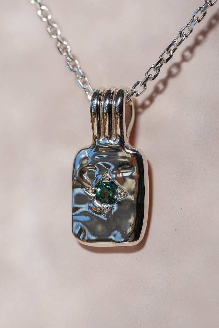 Molten teal tourmaline pendant