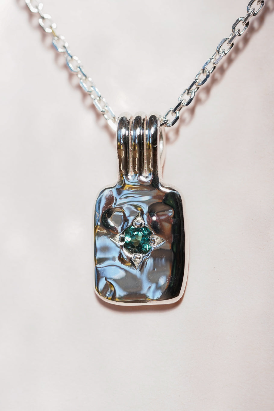 Molten teal tourmaline pendant