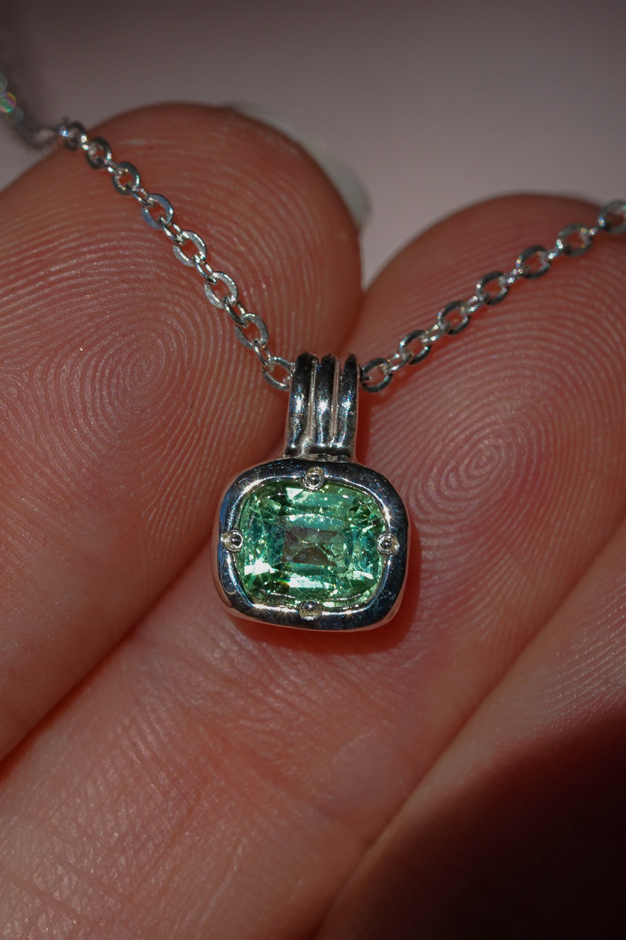 Seafoam green tourmaline pendant