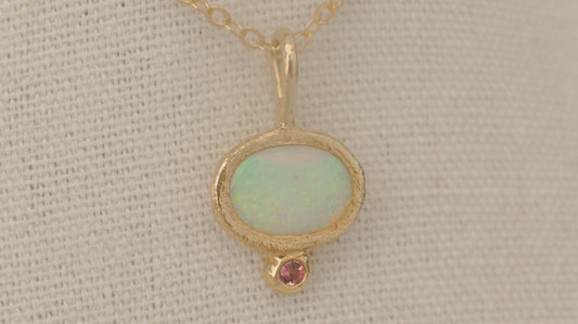 Solid gold & Australian opal pendant