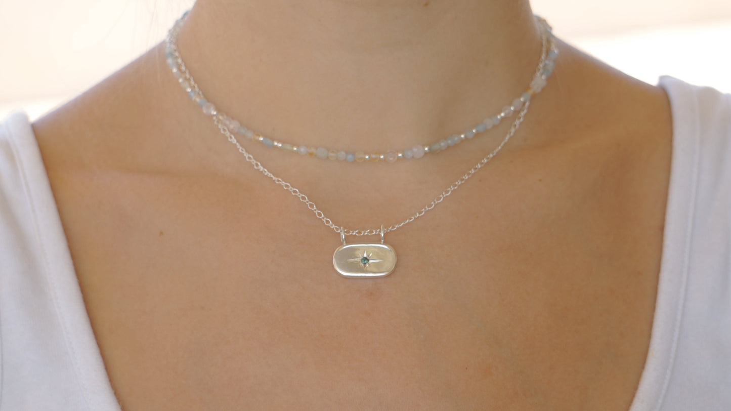 East-west tourmaline pendant - silver