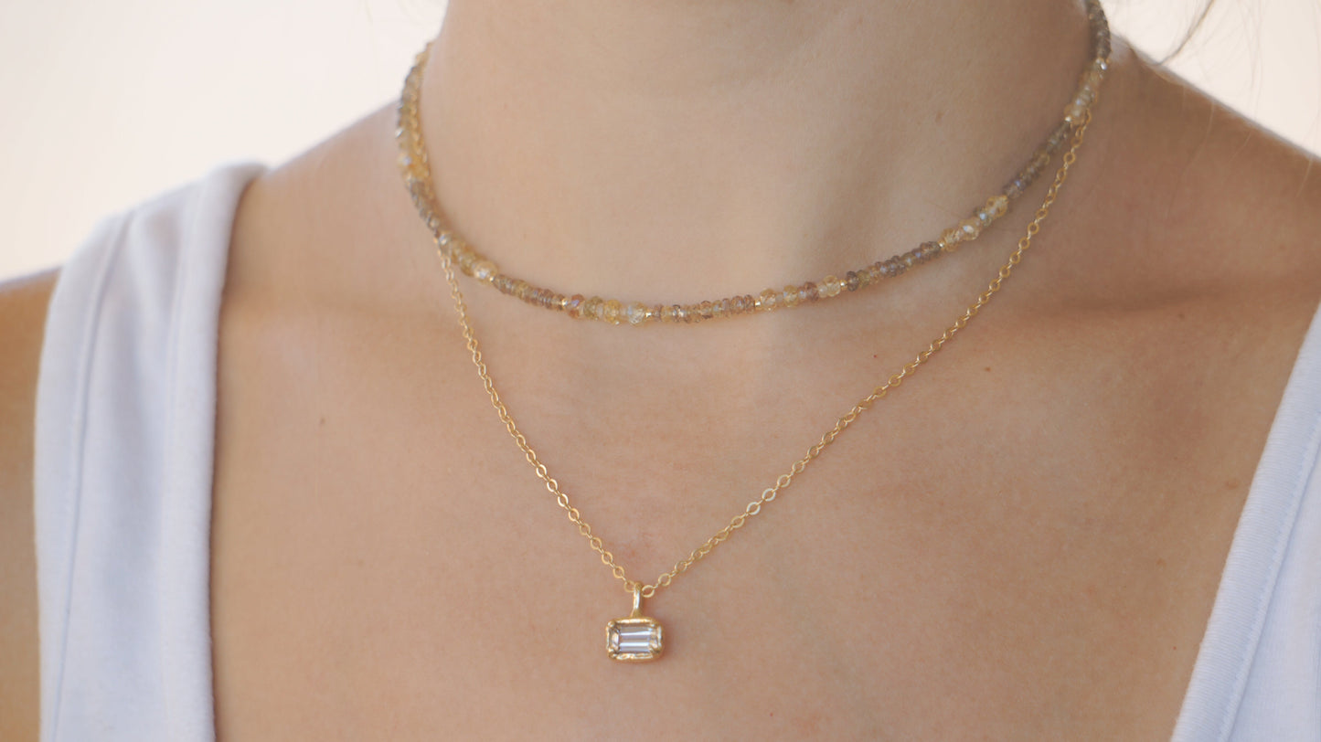 Colour-change garnet & zircon beaded necklace - gold