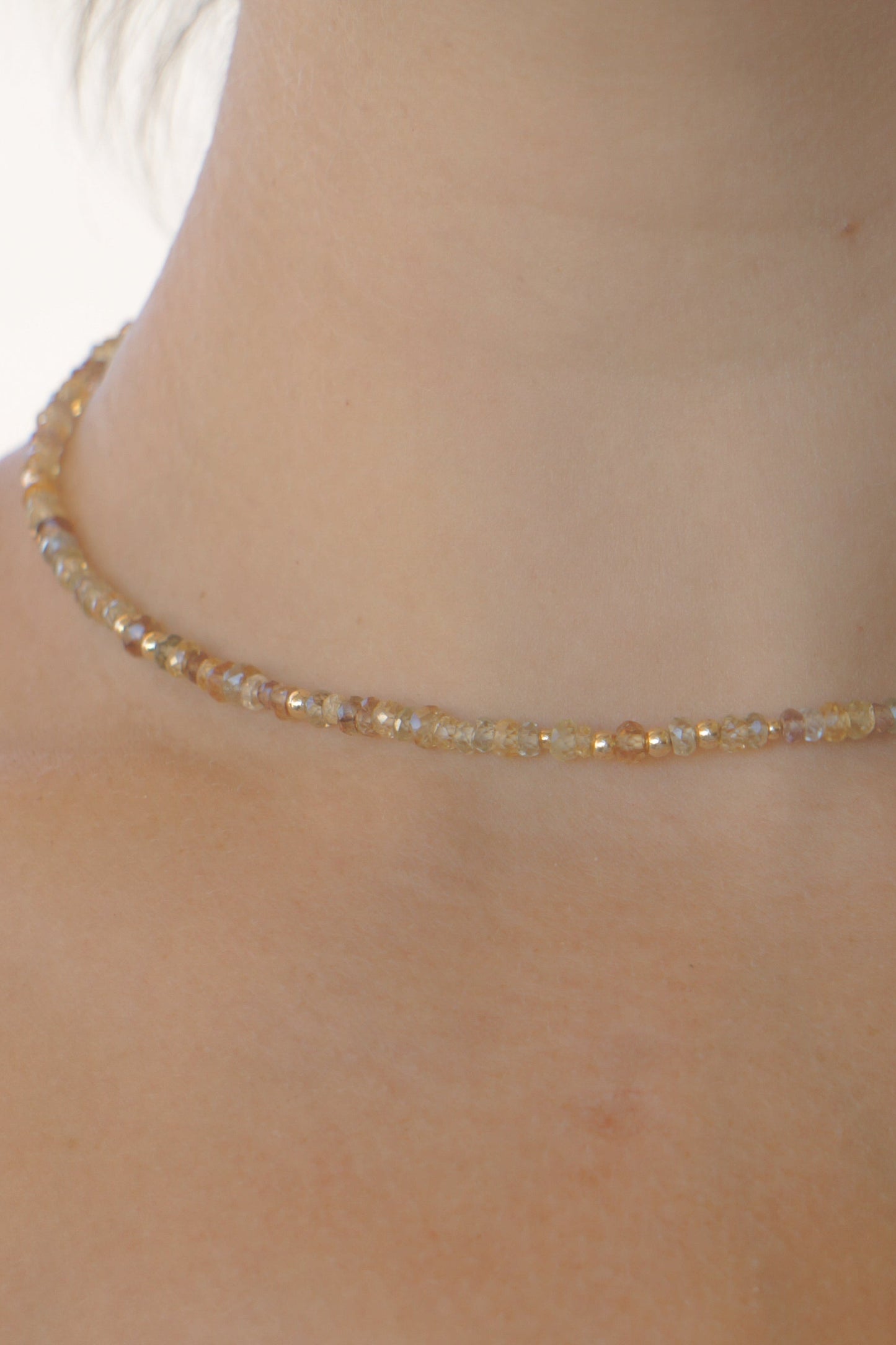 Mixed zircon beaded necklace - gold