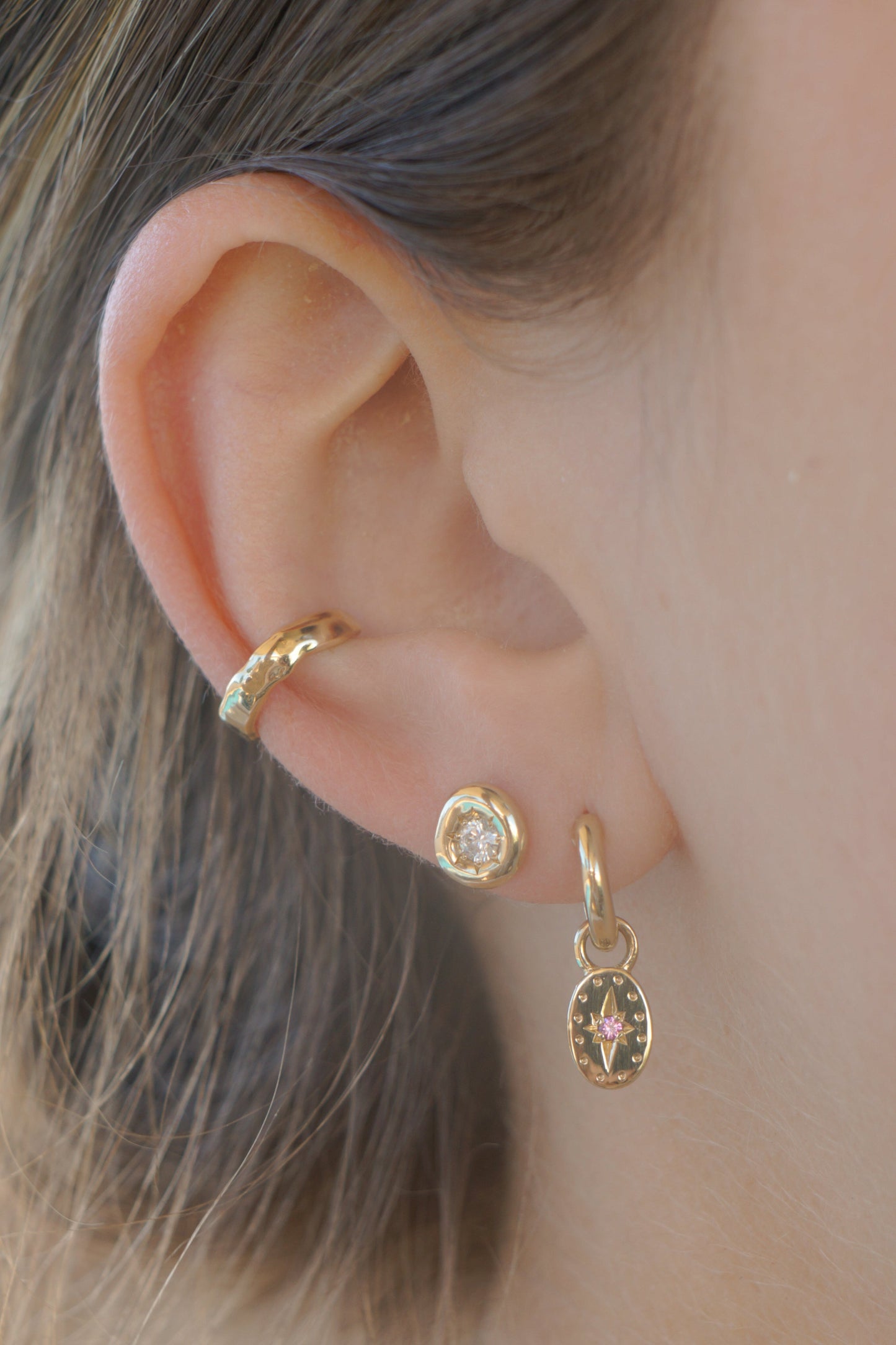 Solid gold molten ear cuff