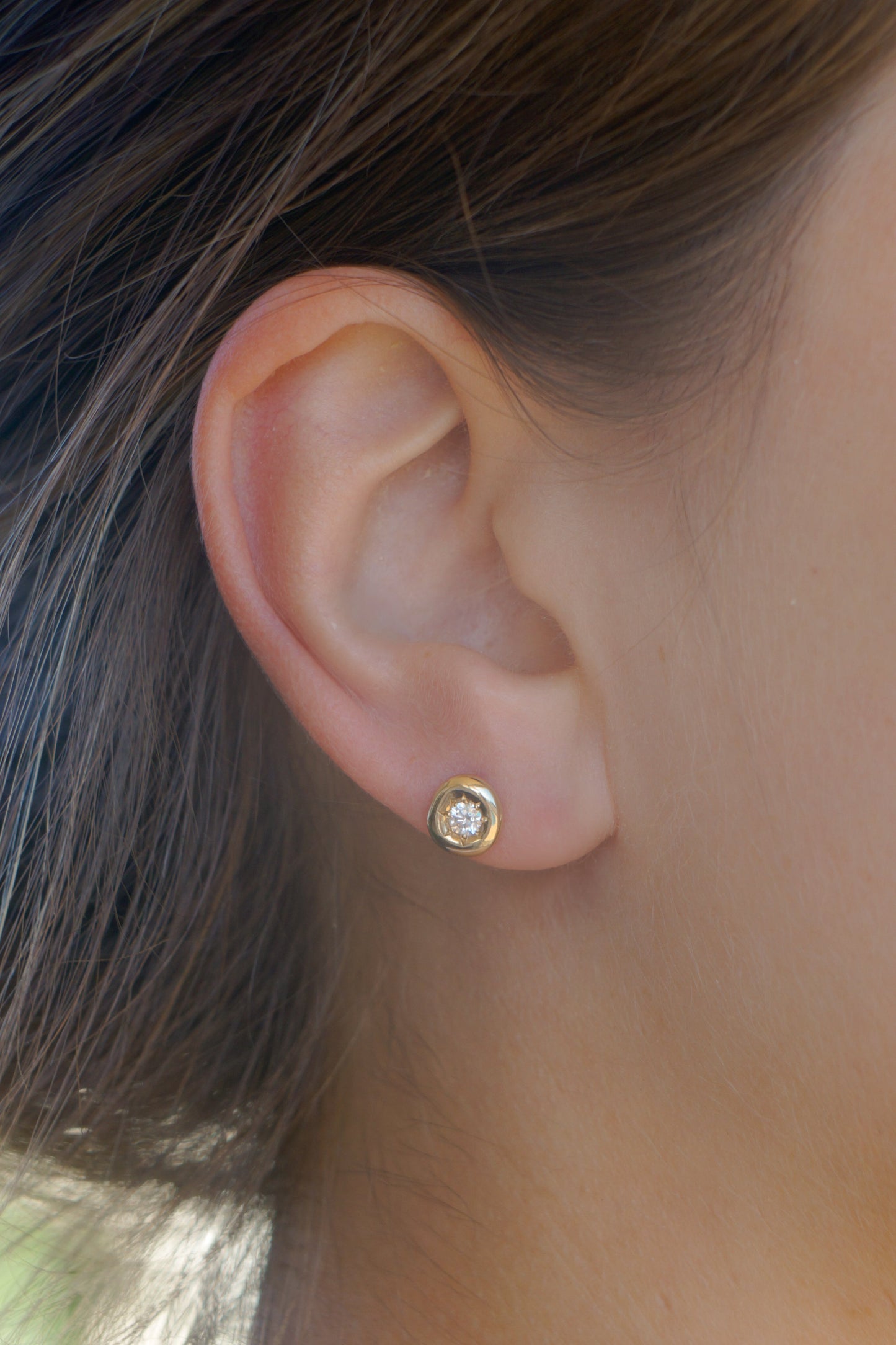 Solid gold & diamond studs (pair) - Made To Order