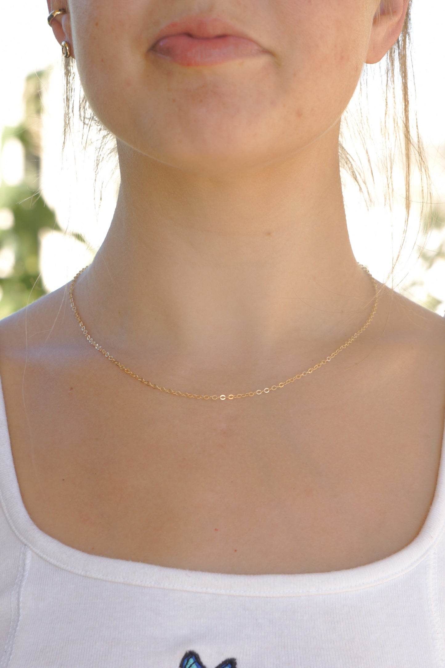 Solid gold chain - 2.1mm hammered cable - 45cm