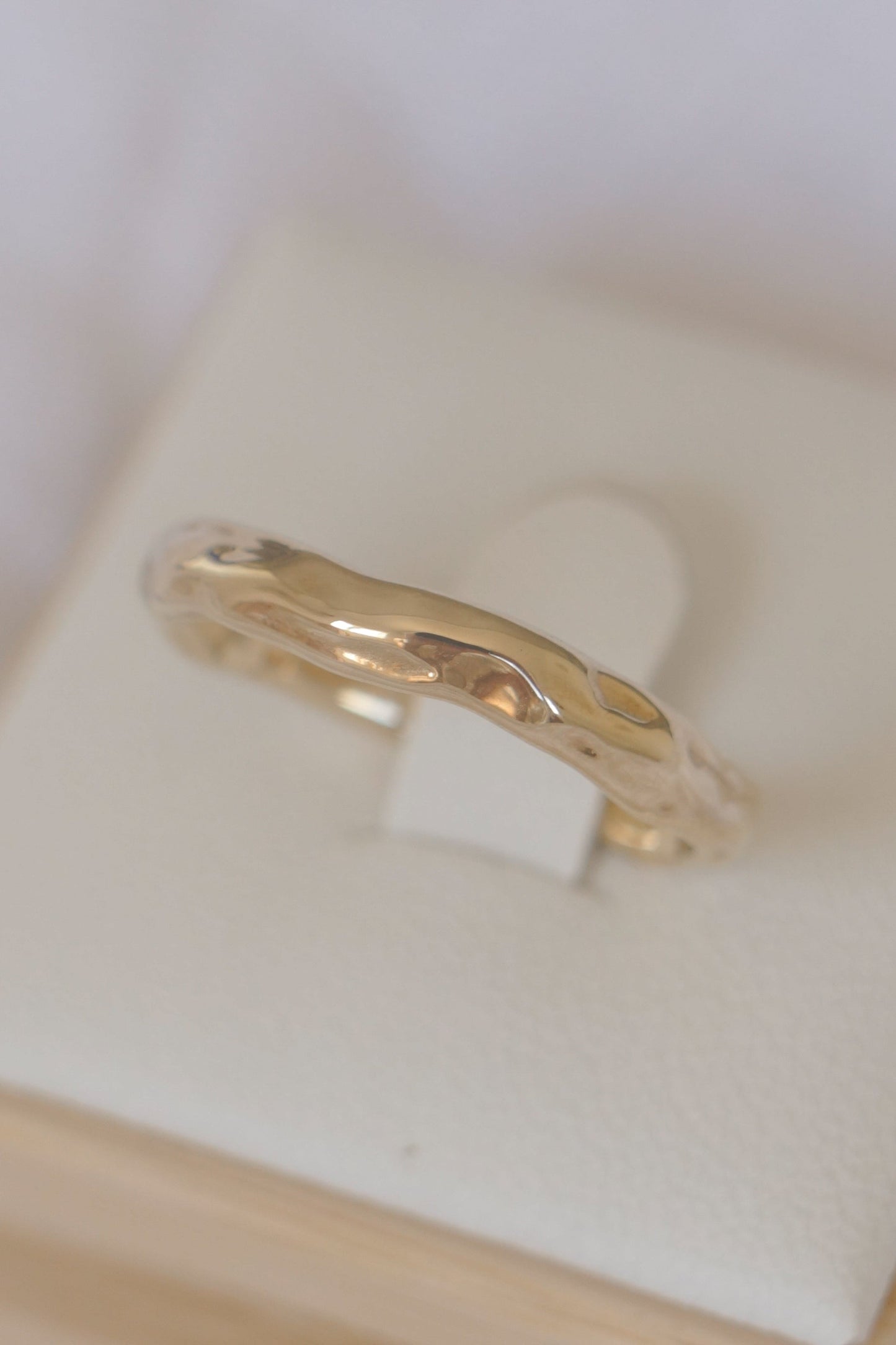 Solid gold molten ring - MADE TO ORDER - CUSTOM - wedding band/stacking ring