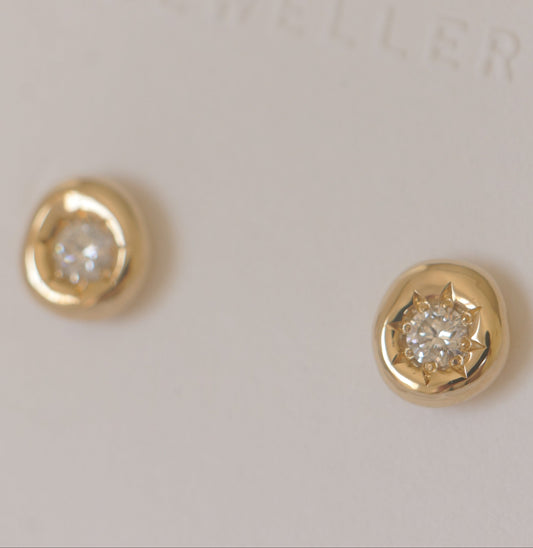Solid gold & diamond studs (pair) - Made To Order