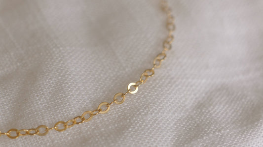 Solid gold chain - 2.1mm hammered cable - 45cm