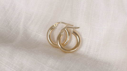Solid gold Italian hoops - 3mm tube