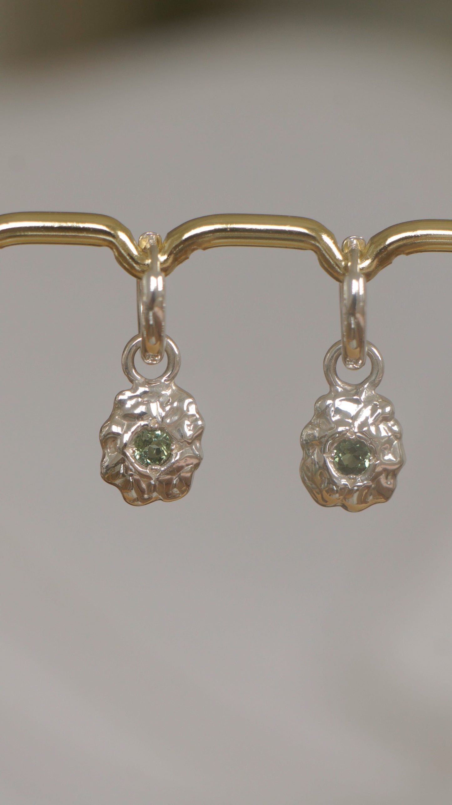 Teal tourmaline earring charms (pair) - silver