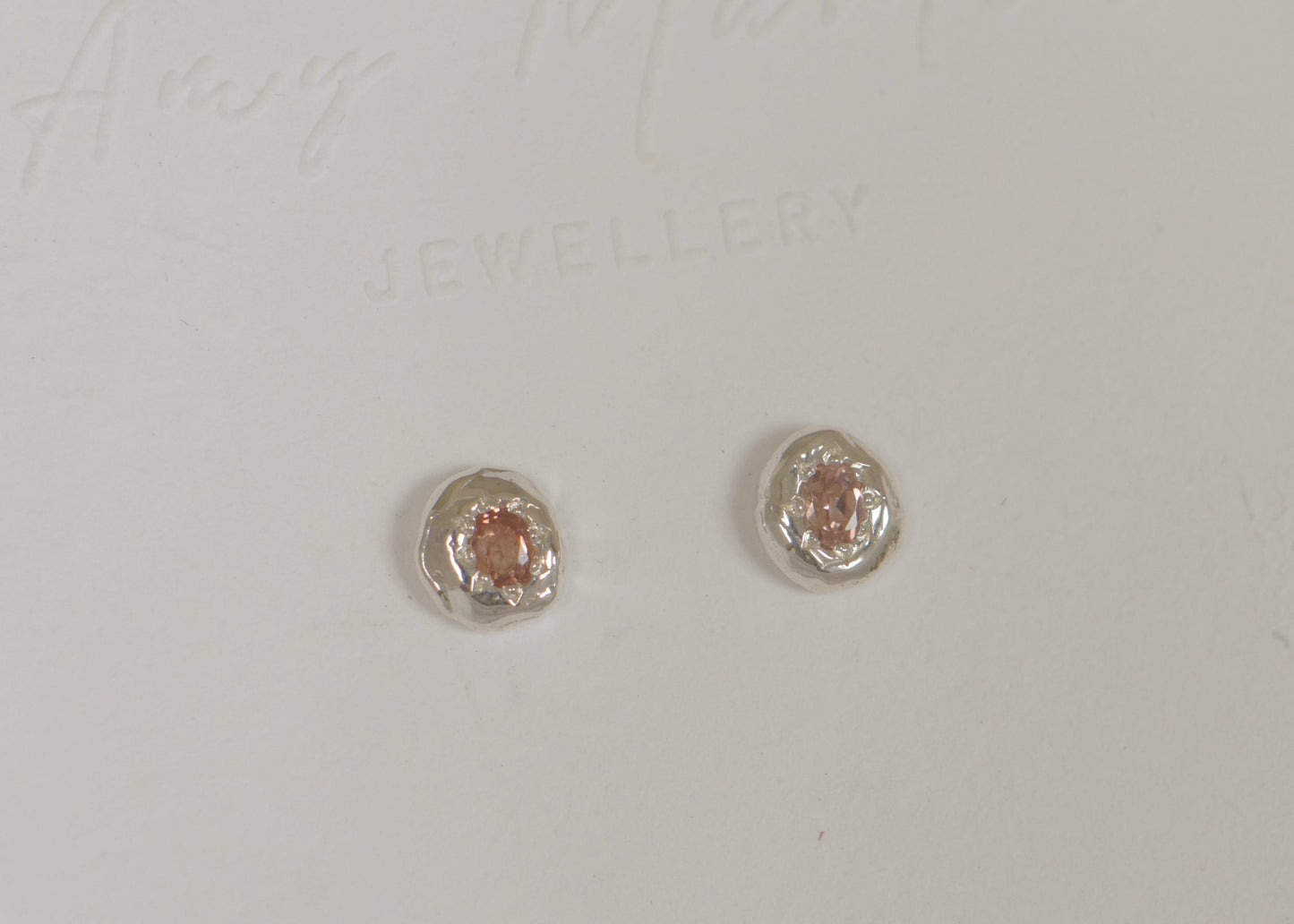 Pink tourmaline studs (pair) - silver