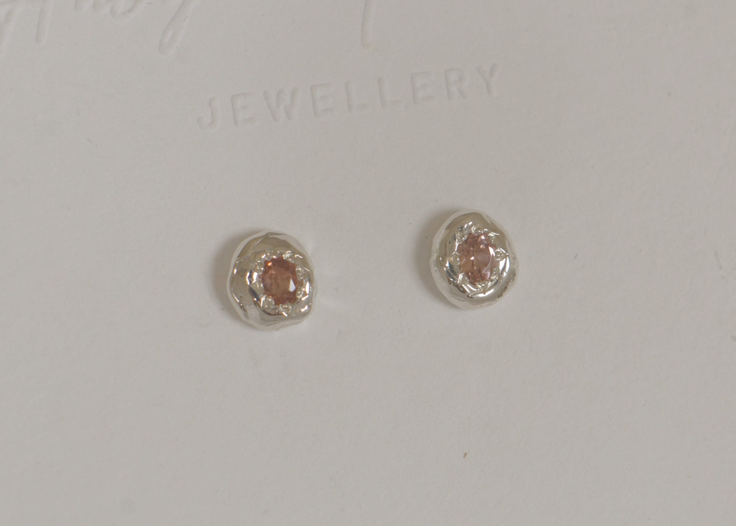 Pink tourmaline studs (pair) - silver