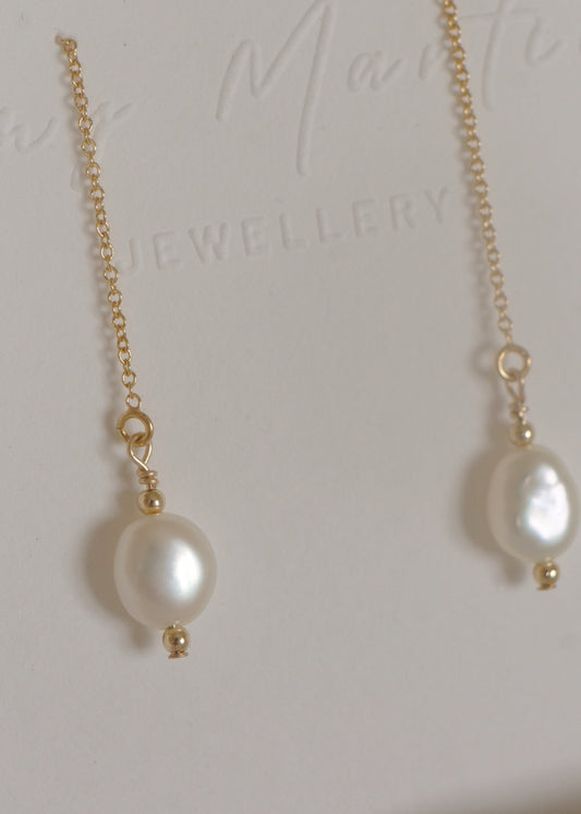 Pearl threader earrings (pair) - gold-filled
