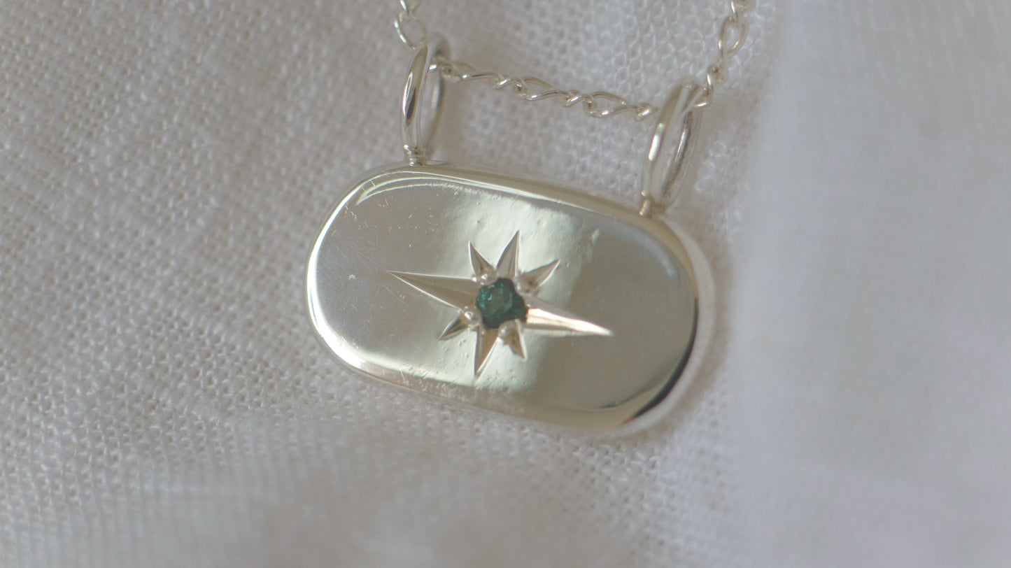 East-west tourmaline pendant - silver