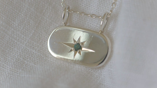 East-west tourmaline pendant - silver