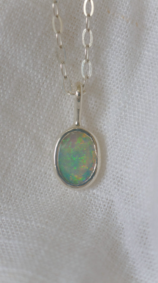 Australian crystal opal pendant - silver